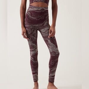 Athleta Aurora Shine Tight Leggings Spiced Cabernet XS New ￼